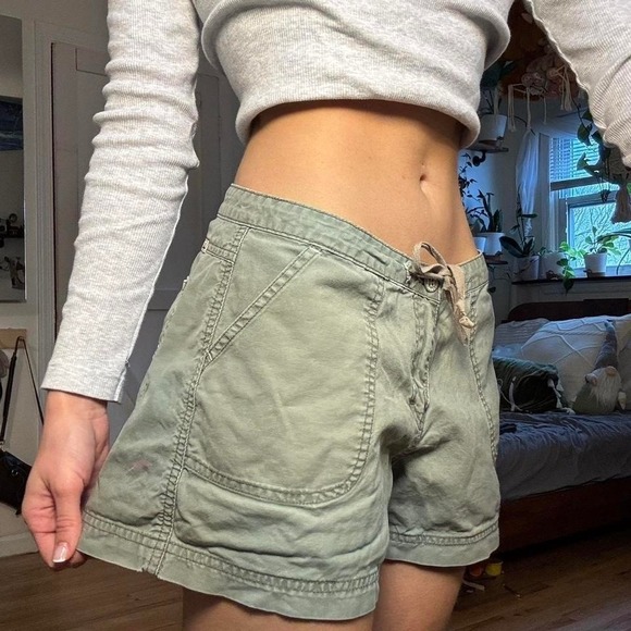 Unionbay Olive Green Cargo Shorts Cotton Drawstring Low Rise Size 5 - Picture 3 of 8